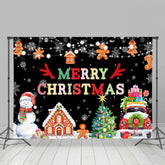 Lofaris Merry Christmas With Gift And Gingerbread Man Backdrop